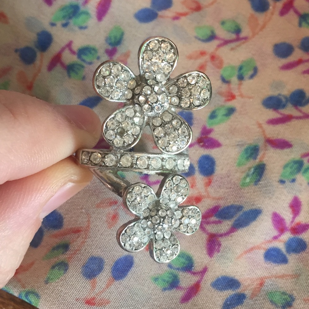 Crystal Flower Statement Ring